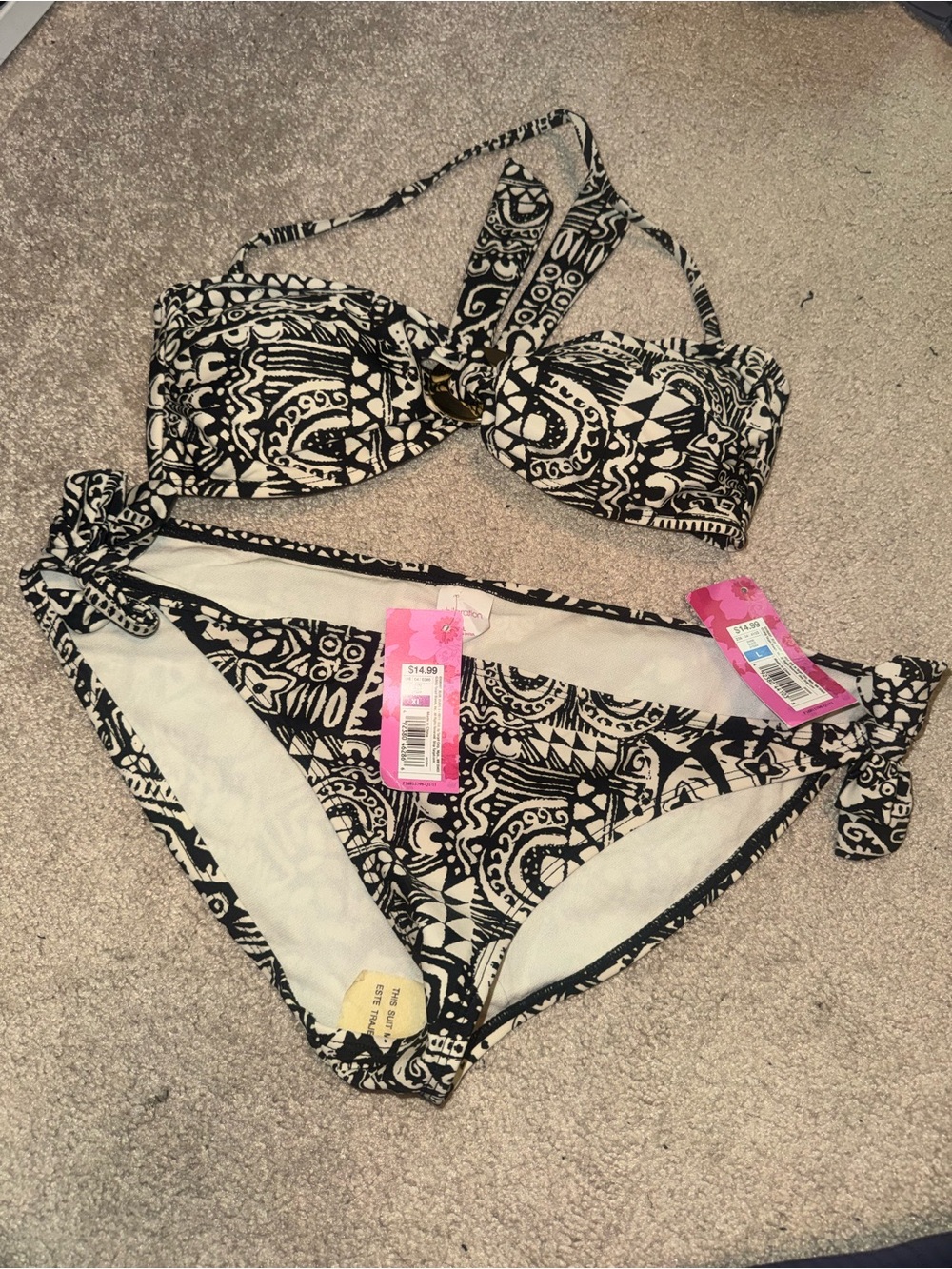 Black & White Patterned Bikini Set